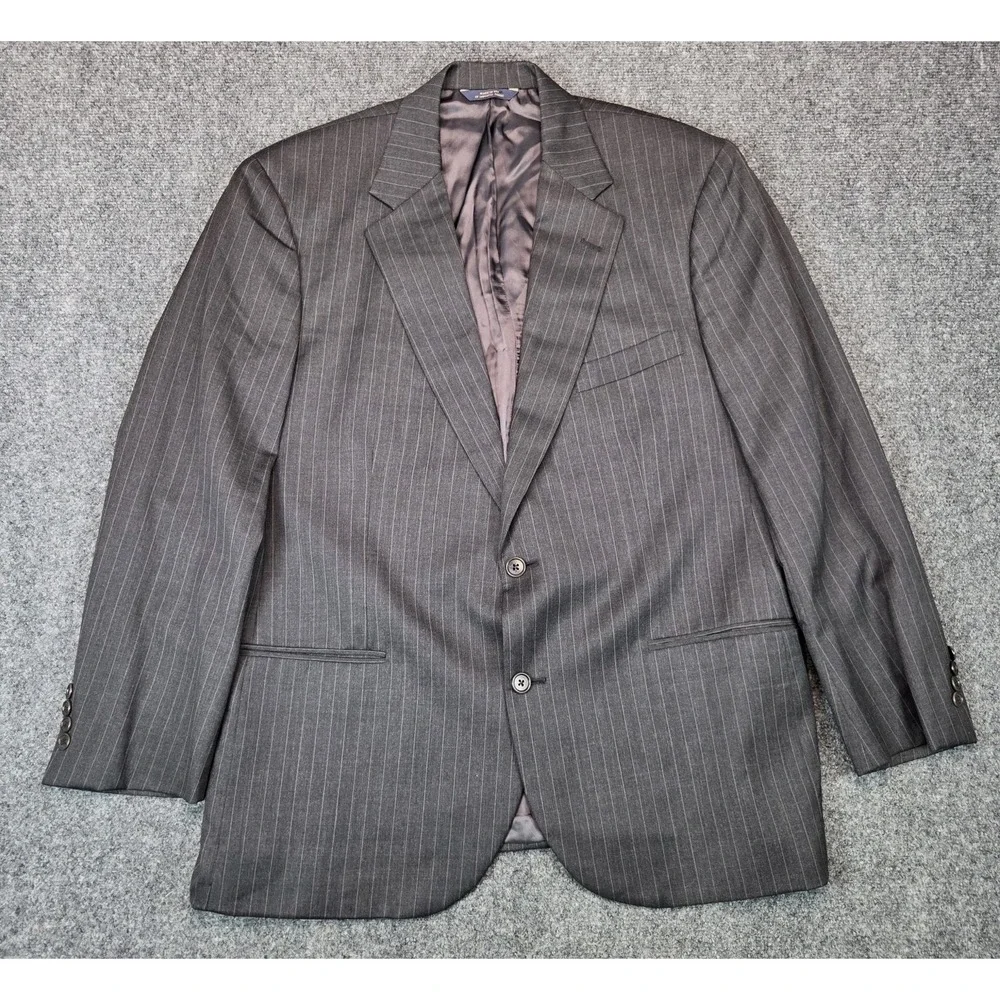 Brooks Brothers 1818 Madison Blazer Mens 44R Gray Pinstripes Wool Sports Jacket